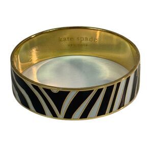 Kate Spade Make Your Mark Enamel Black & White Print Thick Bangle Bracelet